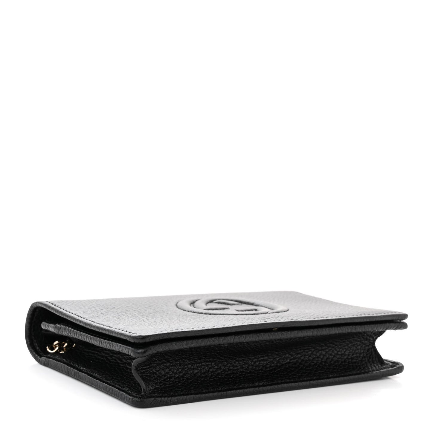 Pebbled Calfskin Soho Wallet On Chain Black