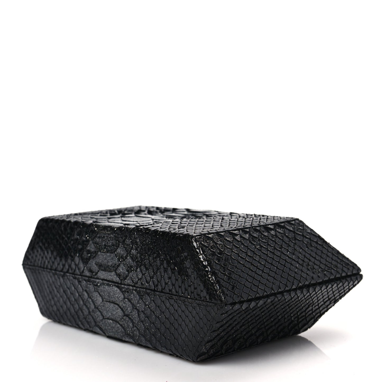 Snakeskin Box Clutch Black