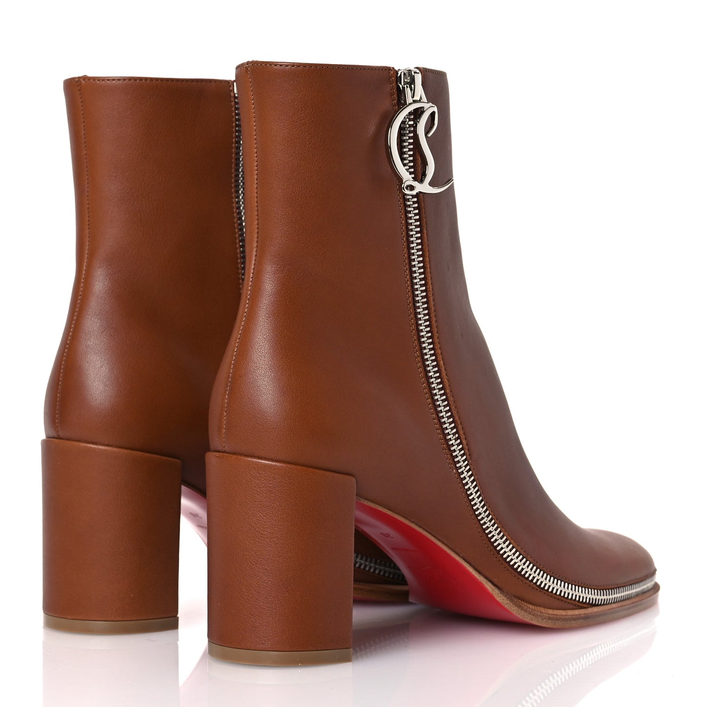 Calfskin CL Zip 70 Ankle Bootie 38 Brown