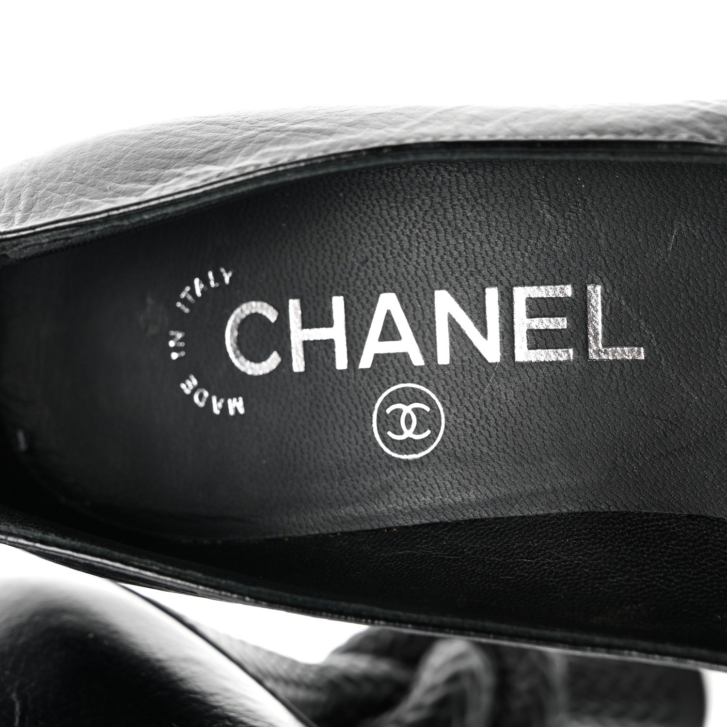 Chanel Crumpled Calfskin Knotted Heel Cap Toe Pumps 35 Black 7 of 8