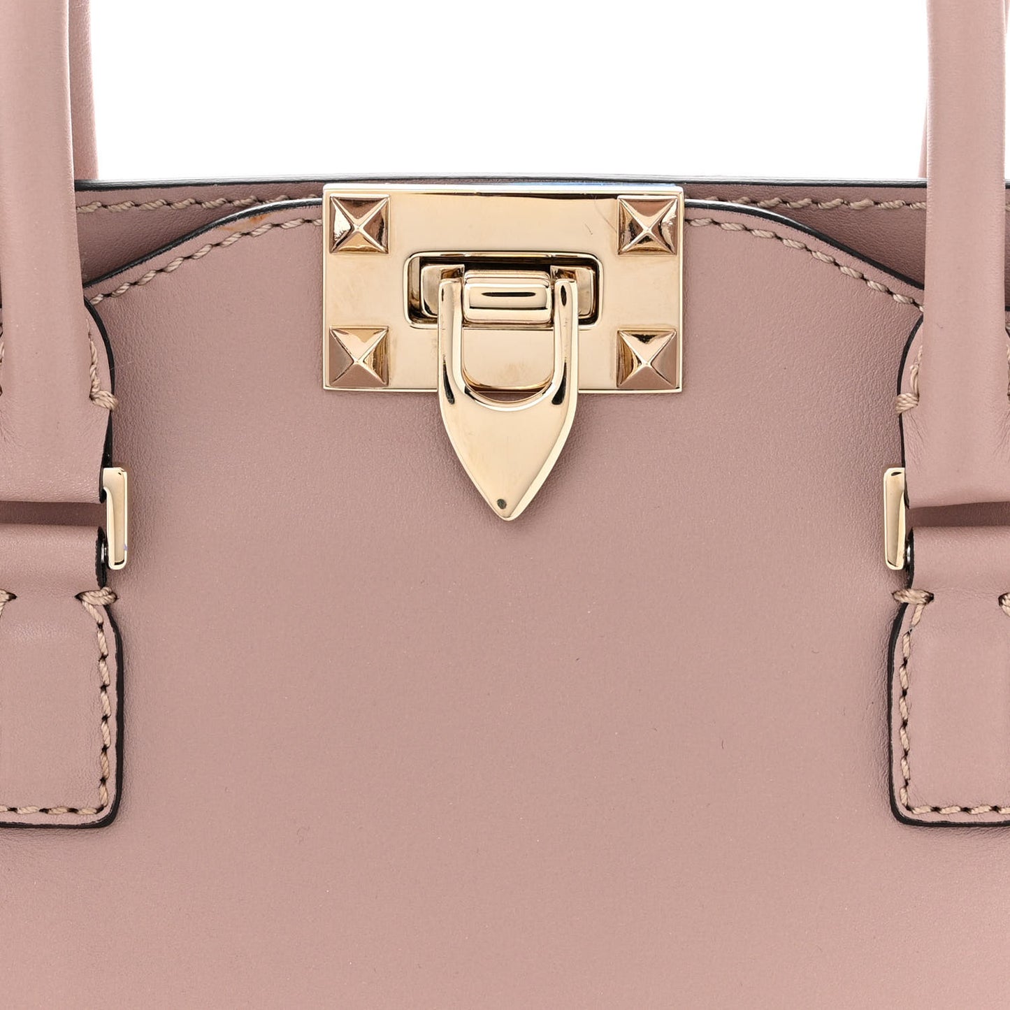 Vitello Rockstud Double Handle Tote Poudre