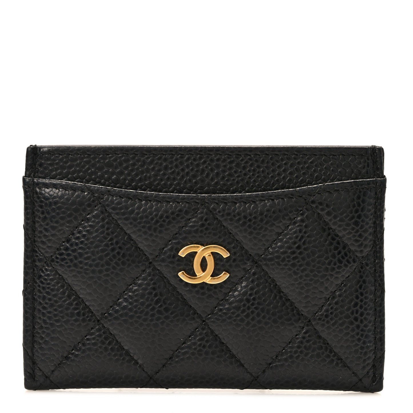 Caviar Quilted Card Holder Black