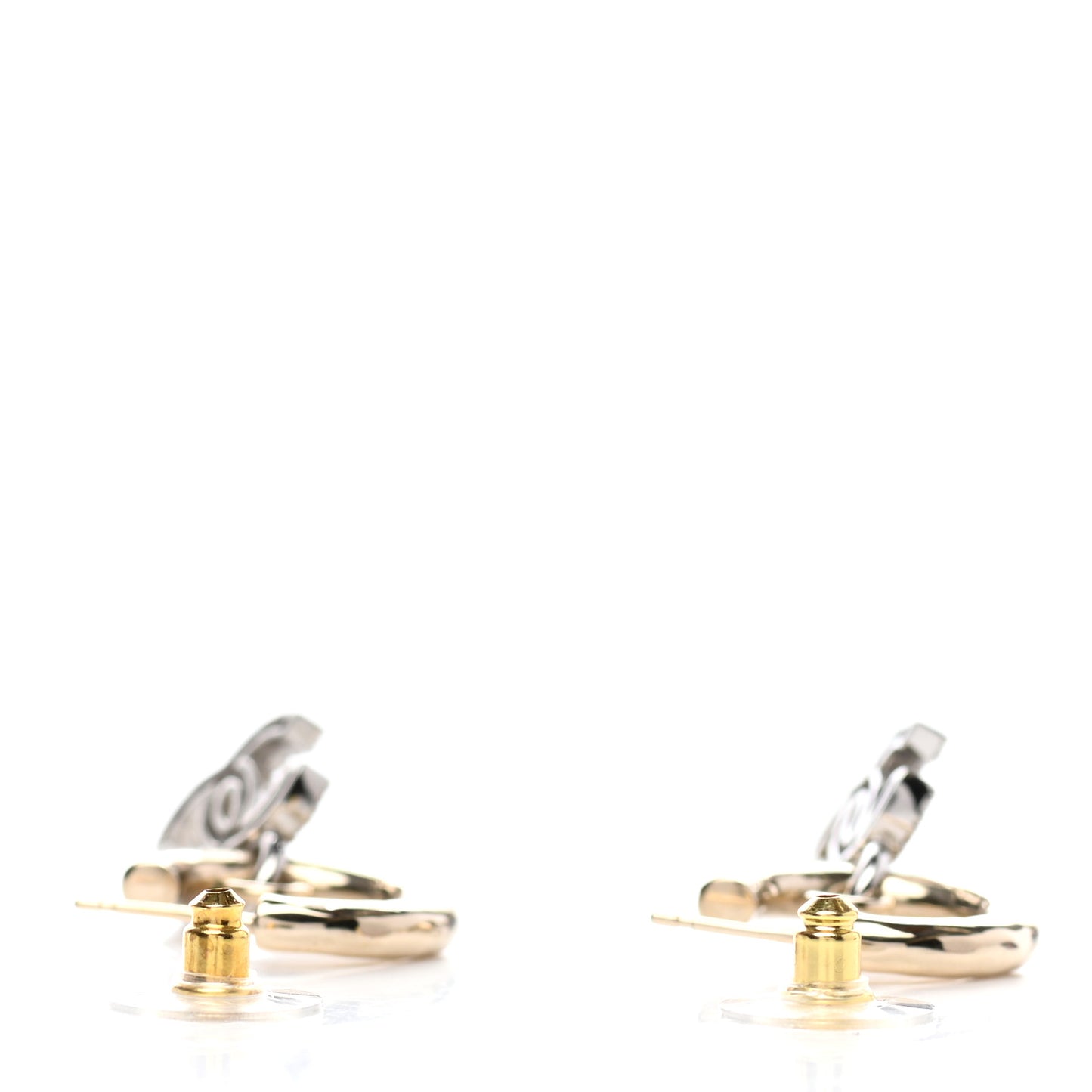 Metal Crystal CC Hoop Drop Earrings Gold