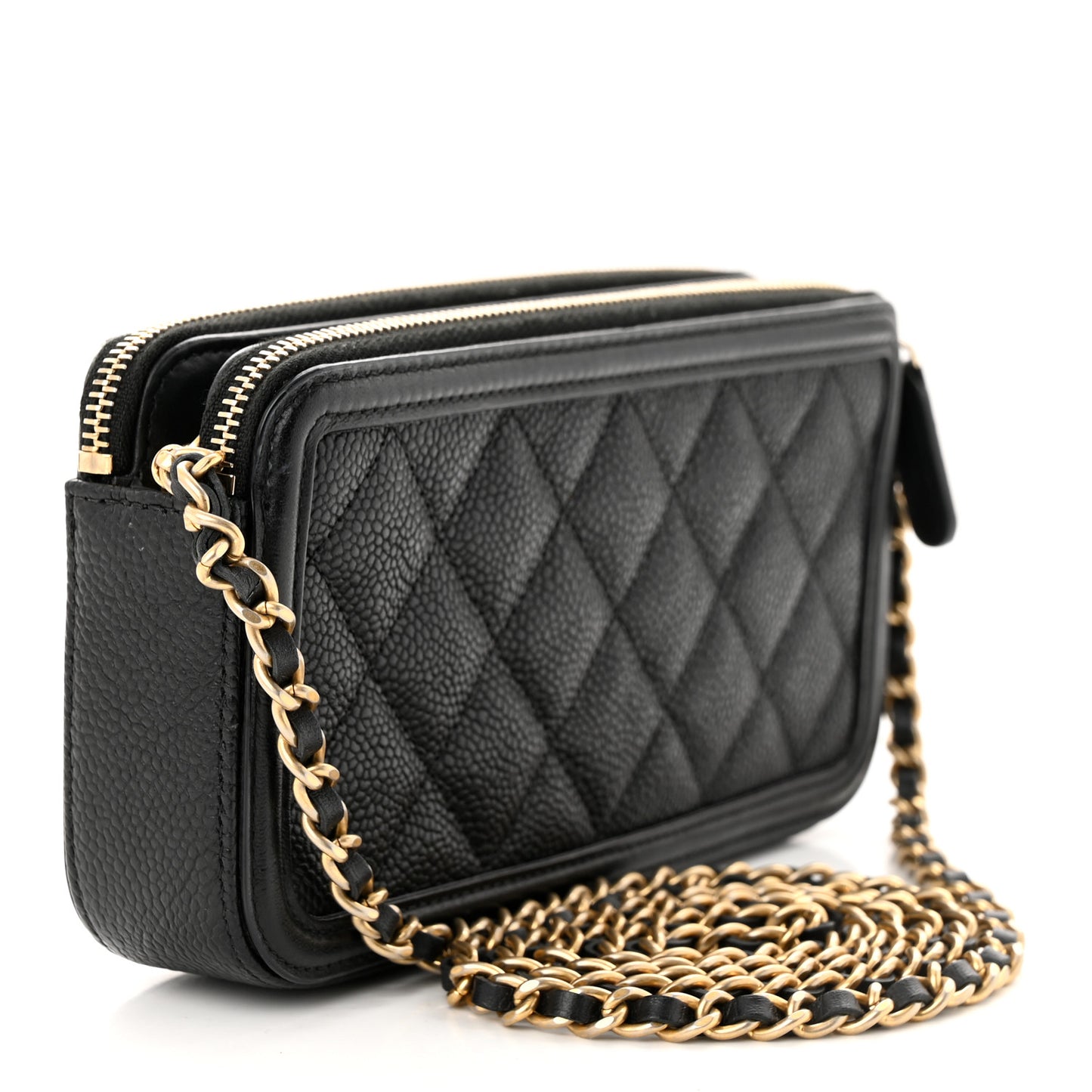 Caviar Quilted CC Filigree Clutch With Chain Black