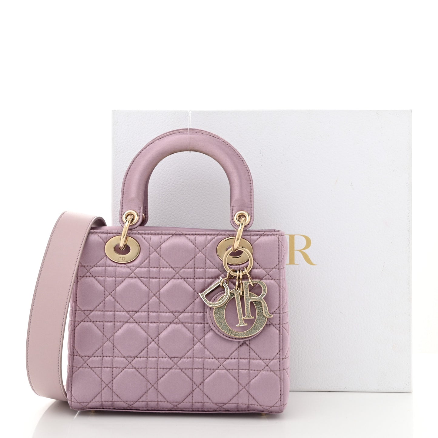 Satin Swarovski Crystal Cannage Small My ABC Lady Dior Pink