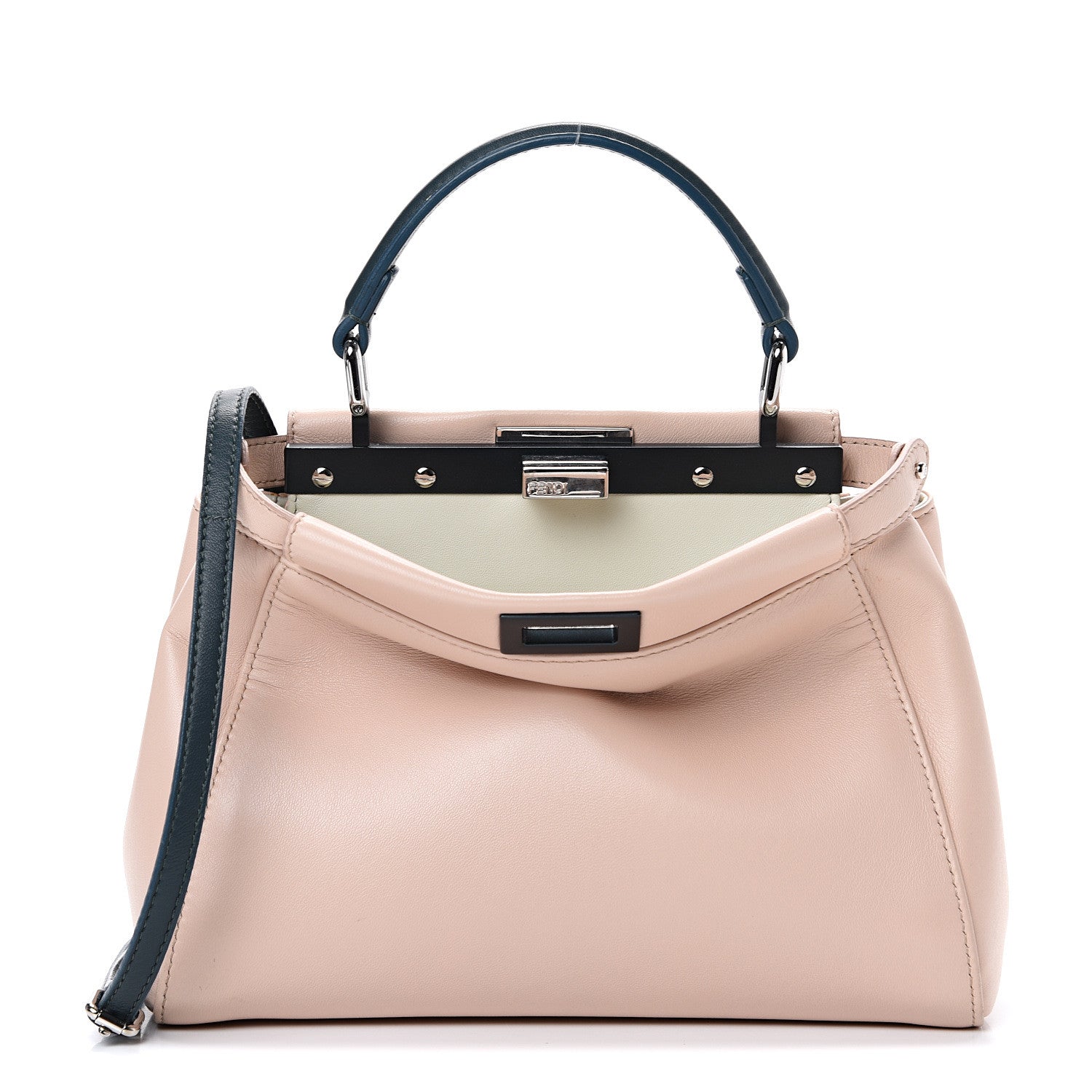 Fendi Nappa Colorblock Mini Peekaboo Iconic Satchel Soap Amazzonia