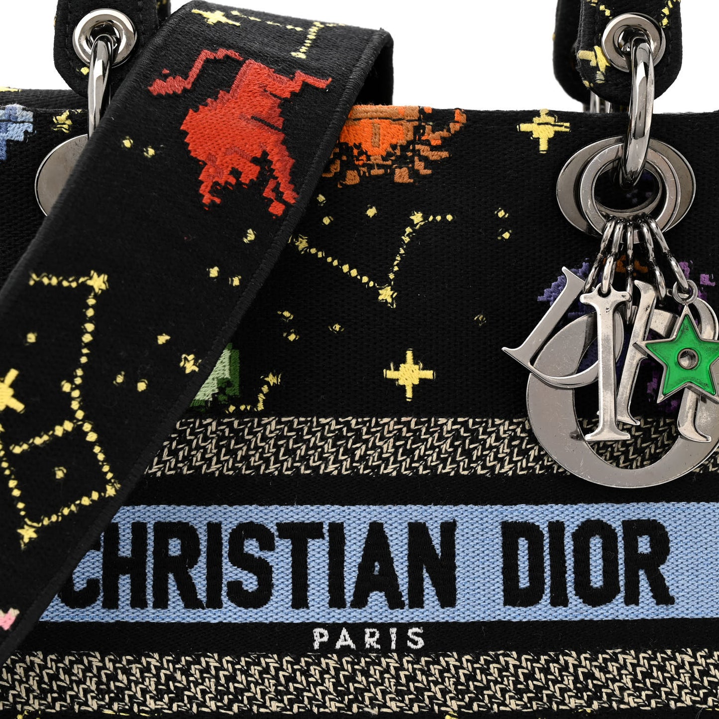 Canvas Pixel Zodiac Embroidered Medium Lady D-Lite Nero Multicolor