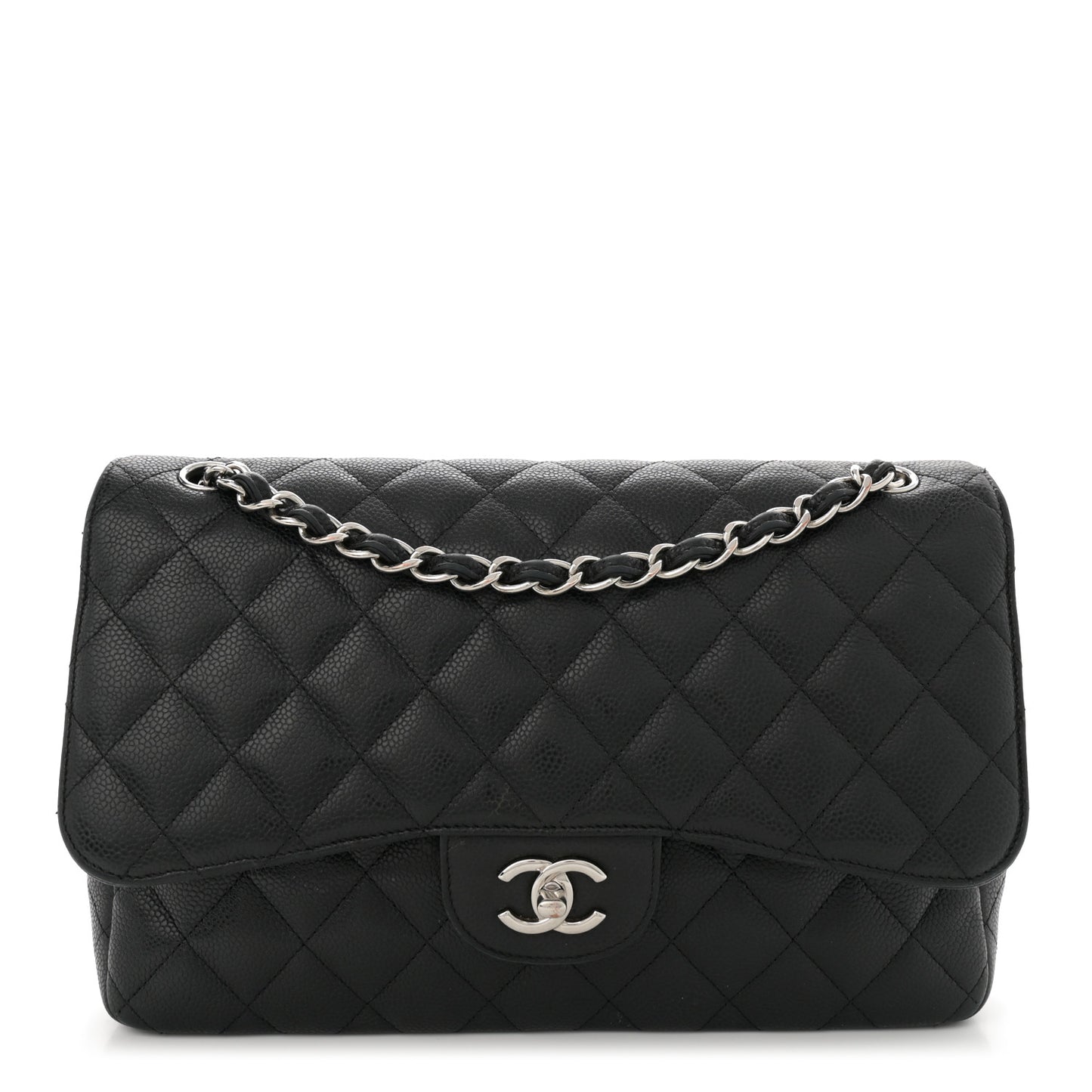 Caviar Quilted Jumbo Double Flap Black