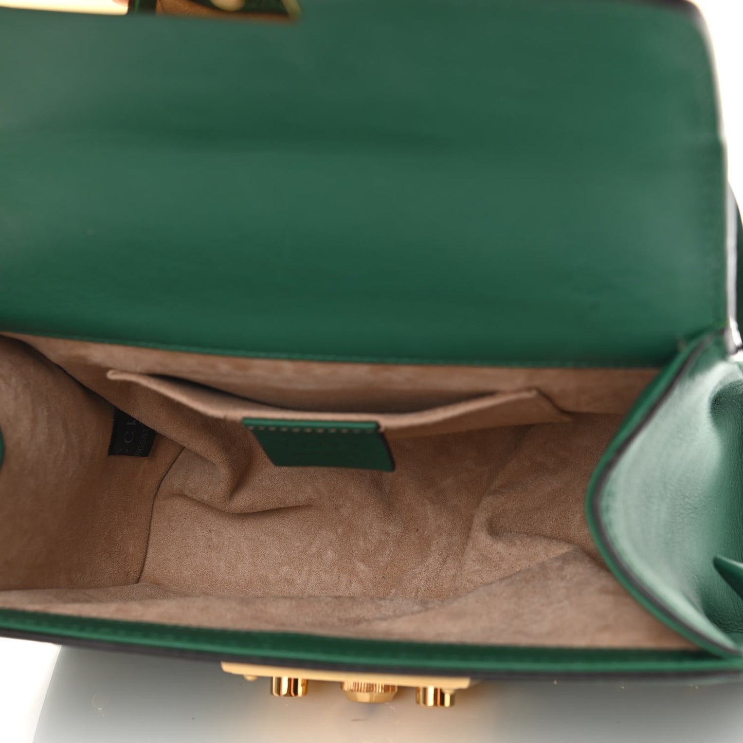 Calfskin Studded Small Padlock Shoulder Bag Emerald