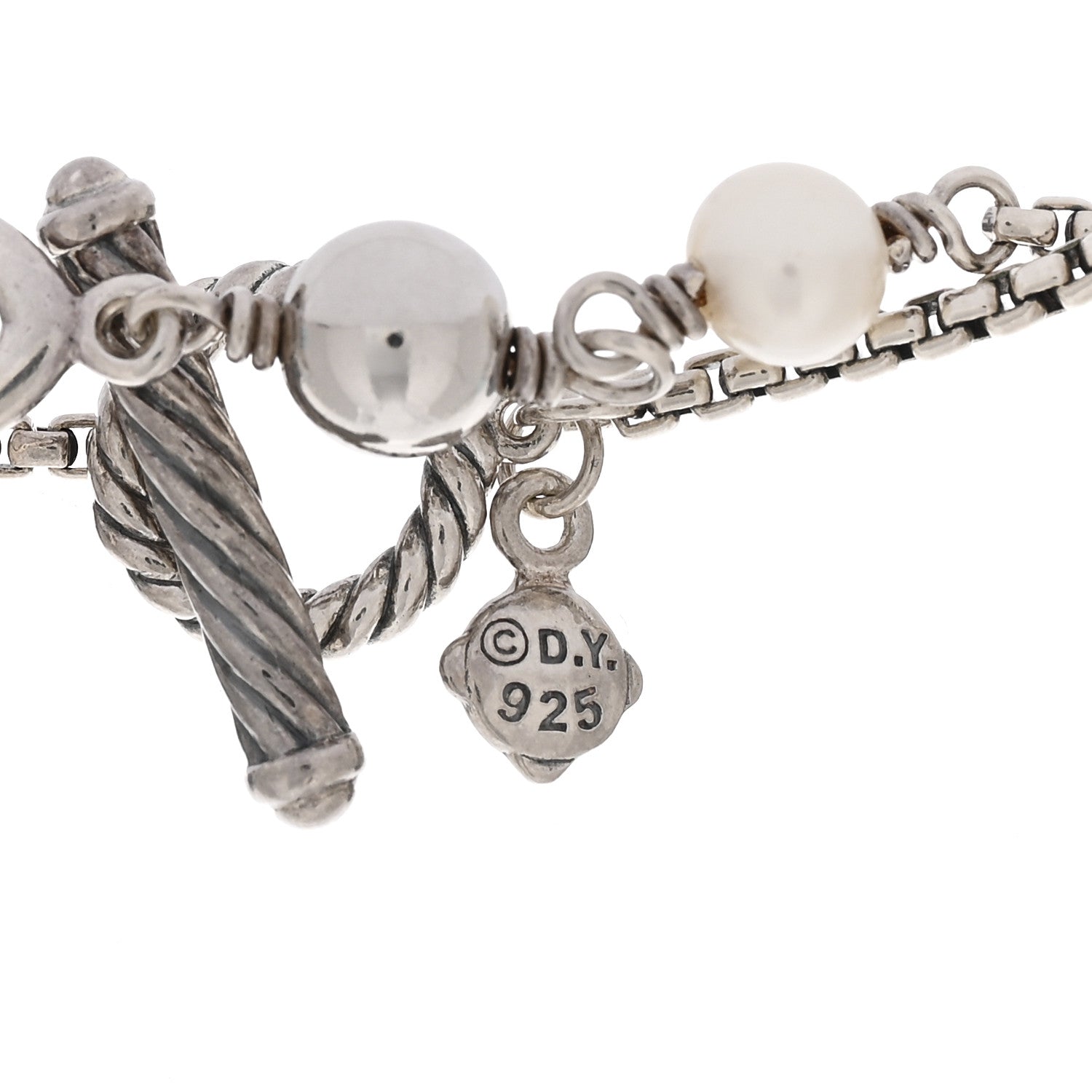 David Yurman Sterling Silver Aquamarine Pearl Blue Topaz Chalcedony Moon Quartz 14mm Quatrefoil Necklace 4 of 4