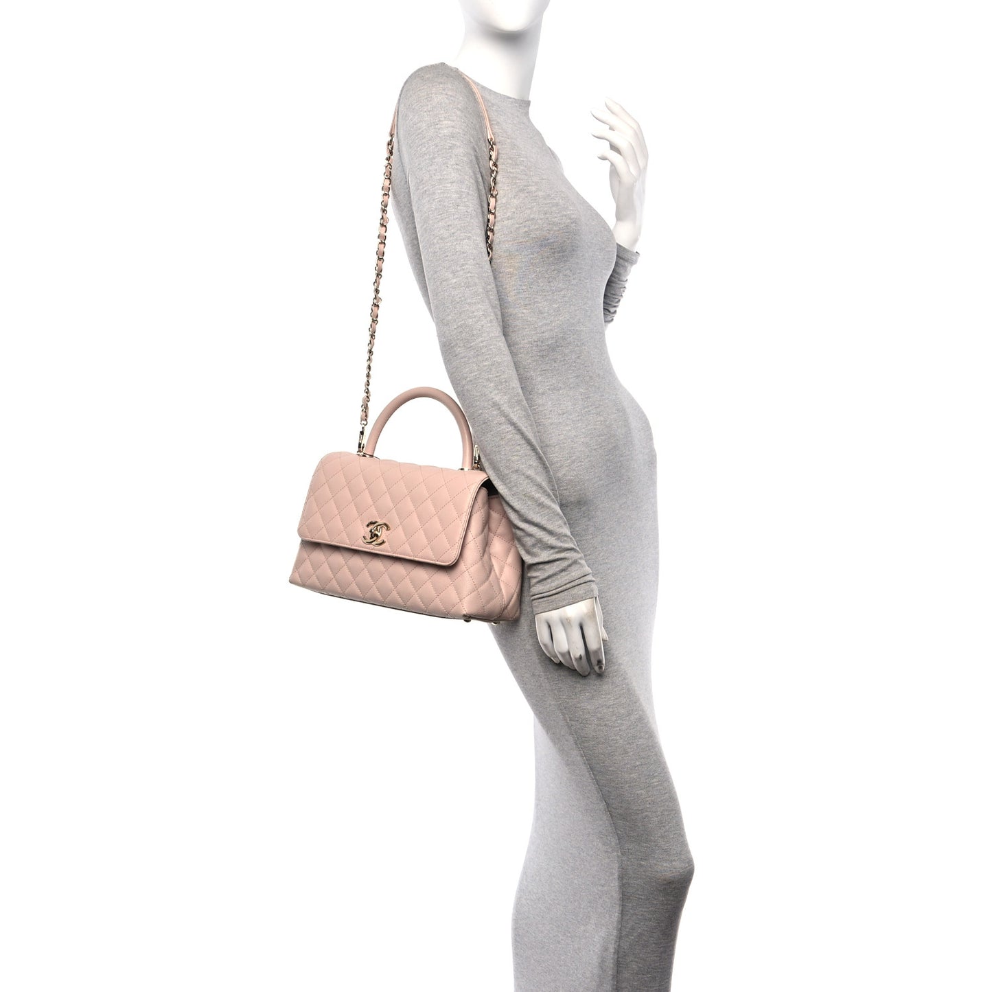 Caviar Quilted Small Coco Handle Flap Light Pink