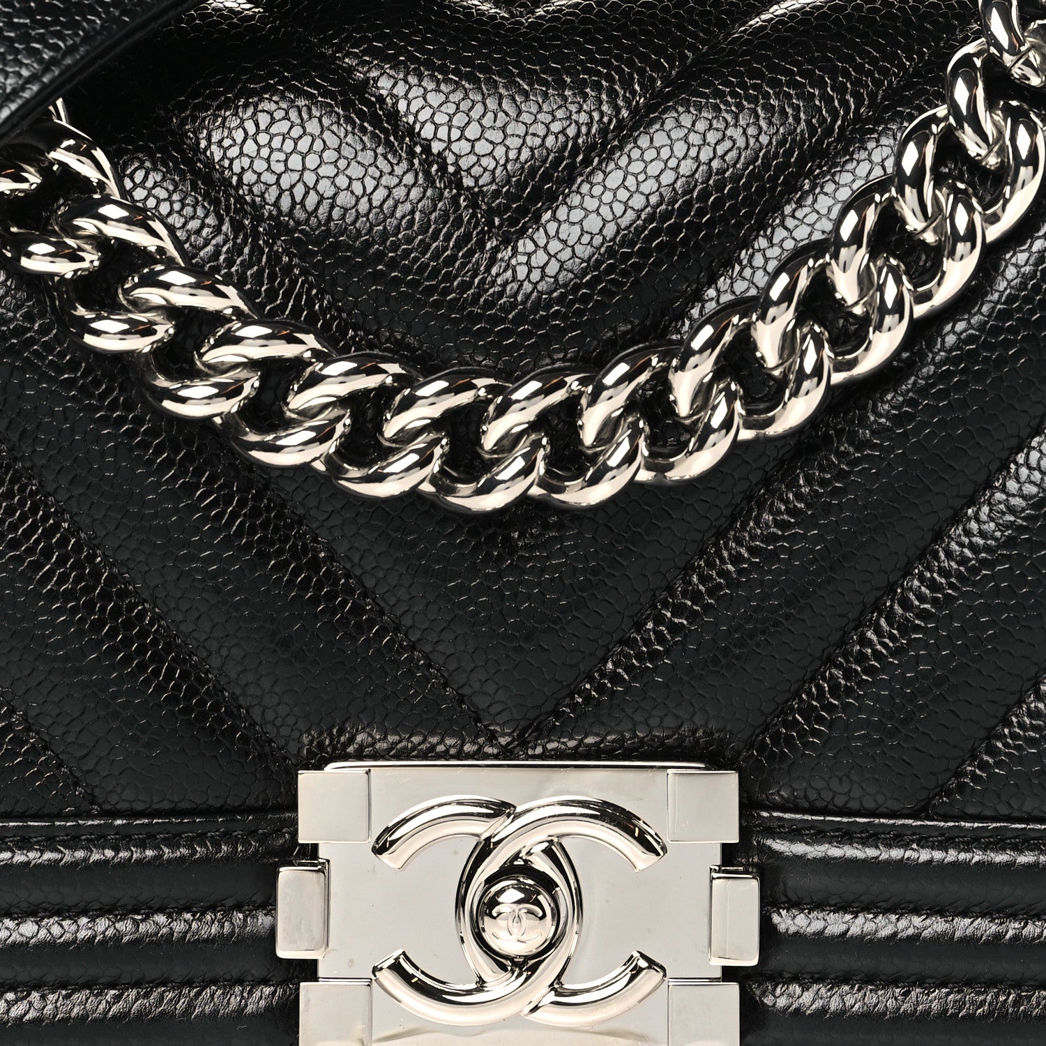 Chanel Caviar Chevron Quilted Small Boy Flap Black 8 of 10