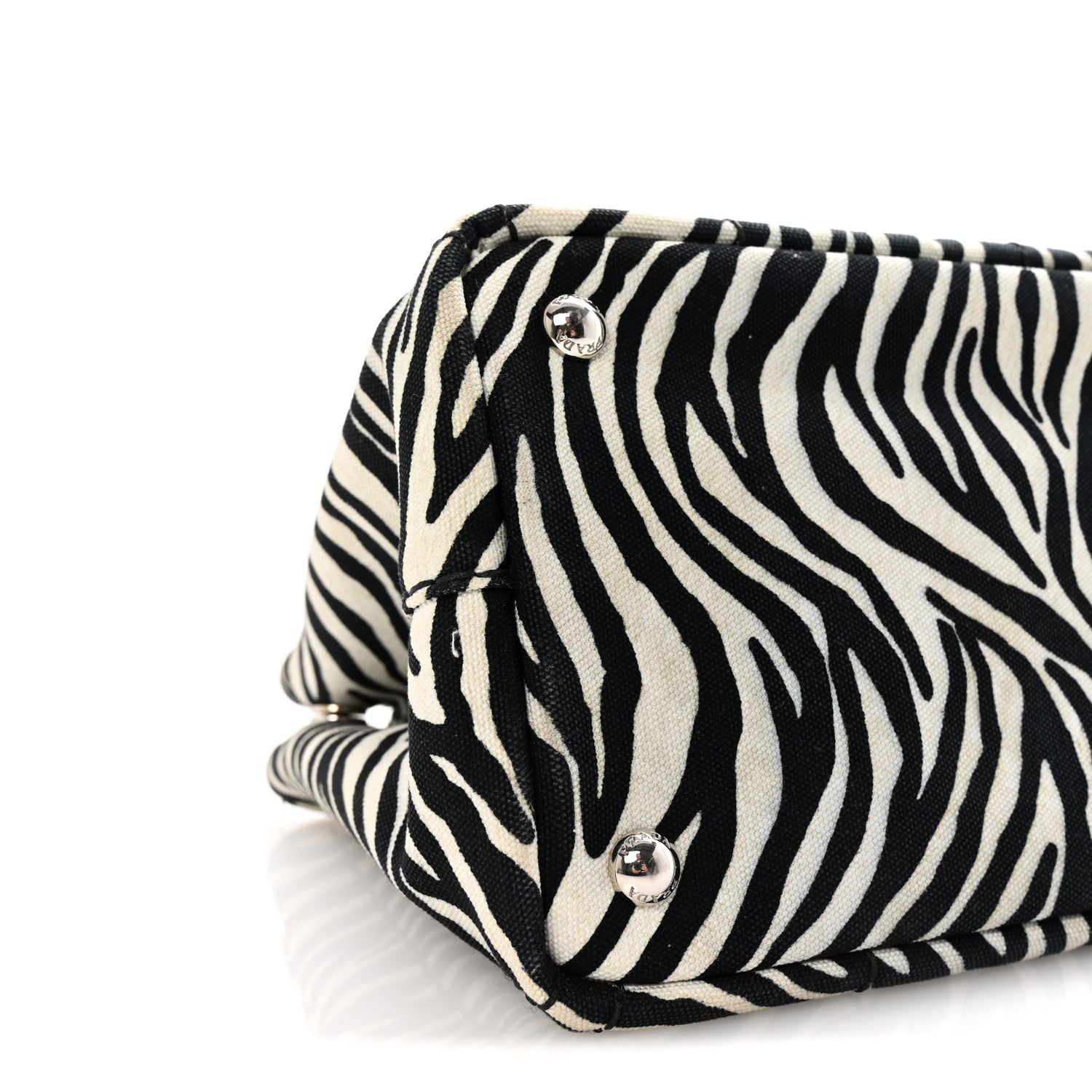 Prada Canapa Zebra Print Small Tote White Black 8 of 9