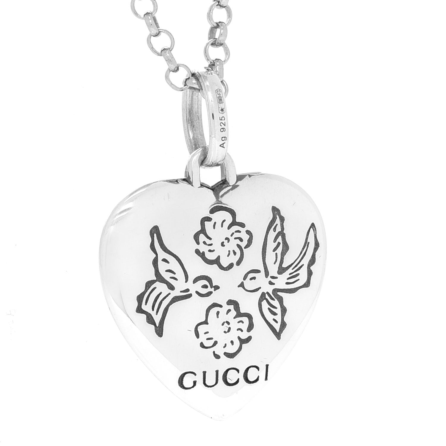 Gucci Sterling Silver Blind for Love Heart Pendant Necklace 6 of 7