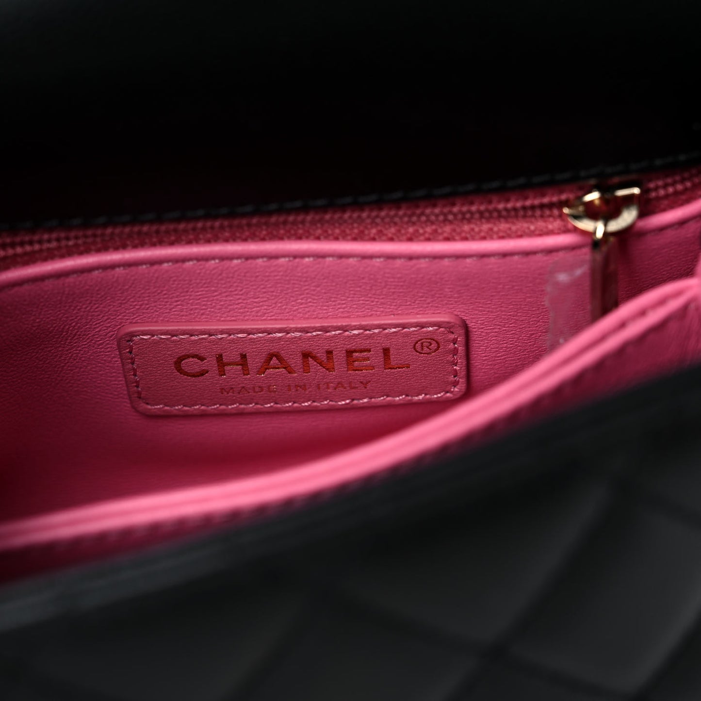 Goatskin Quilted Rainbow Extra Mini Coco Handle Flap Black