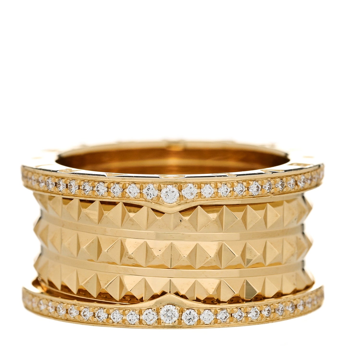 18K Yellow Gold Diamond B.Zero1 Rock Four-Band Pave Ring 59 8.75