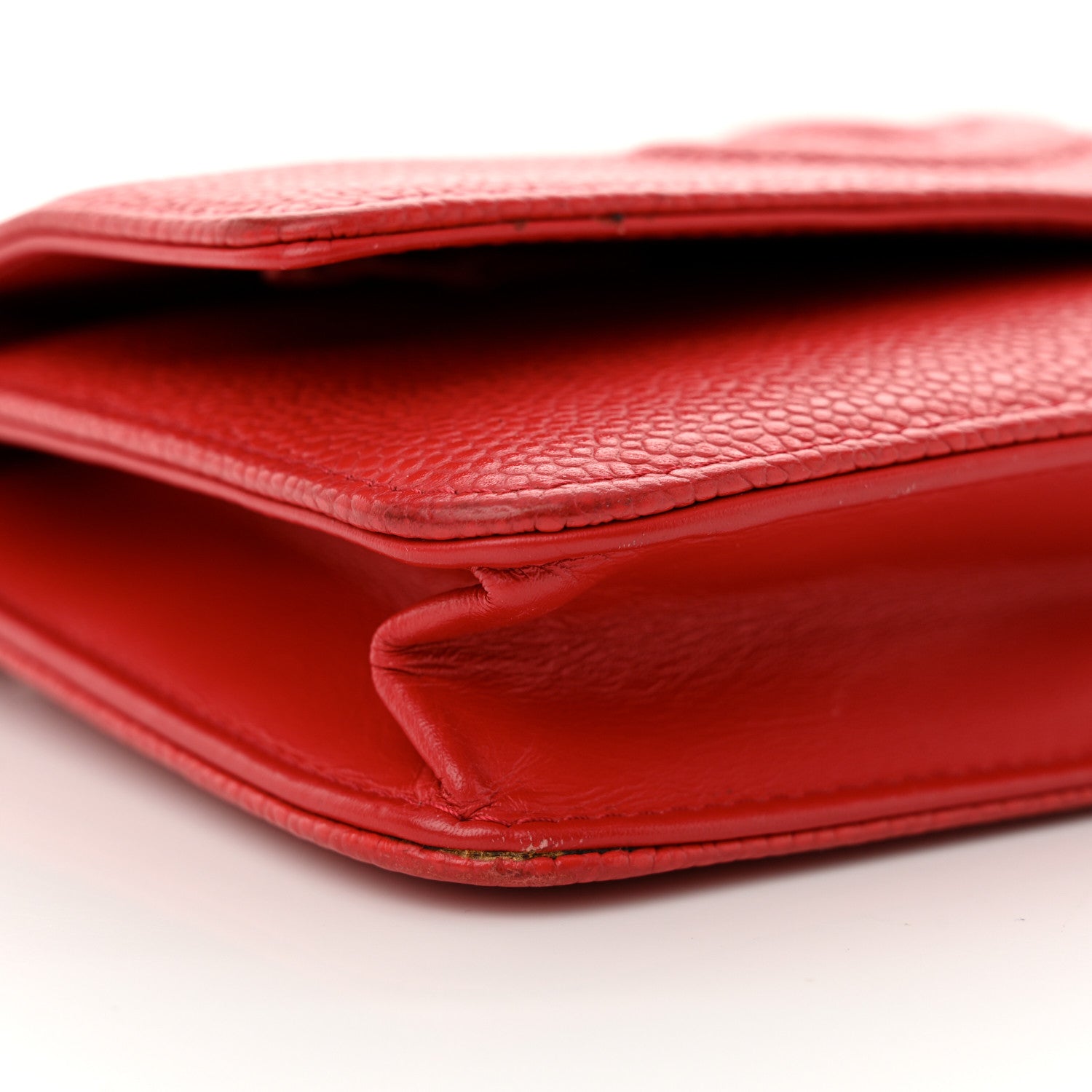 Chanel Caviar Timeless CC Wallet On Chain WOC Red 10 of 14