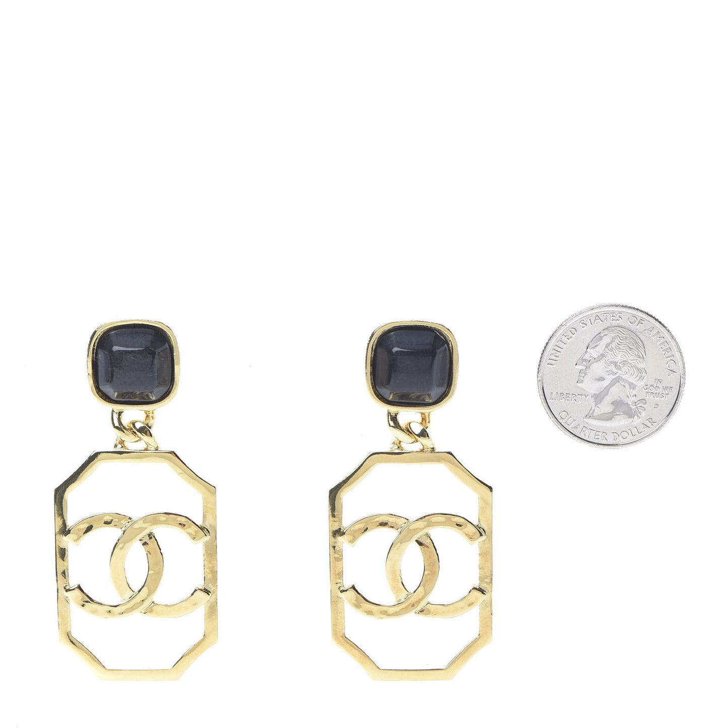 Metal Natural Stones CC Earrings Gold Blue