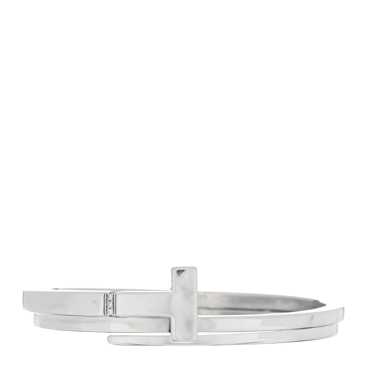 Tiffany Sterling Silver Diamond T Square Wrap Bracelet 1 of 4