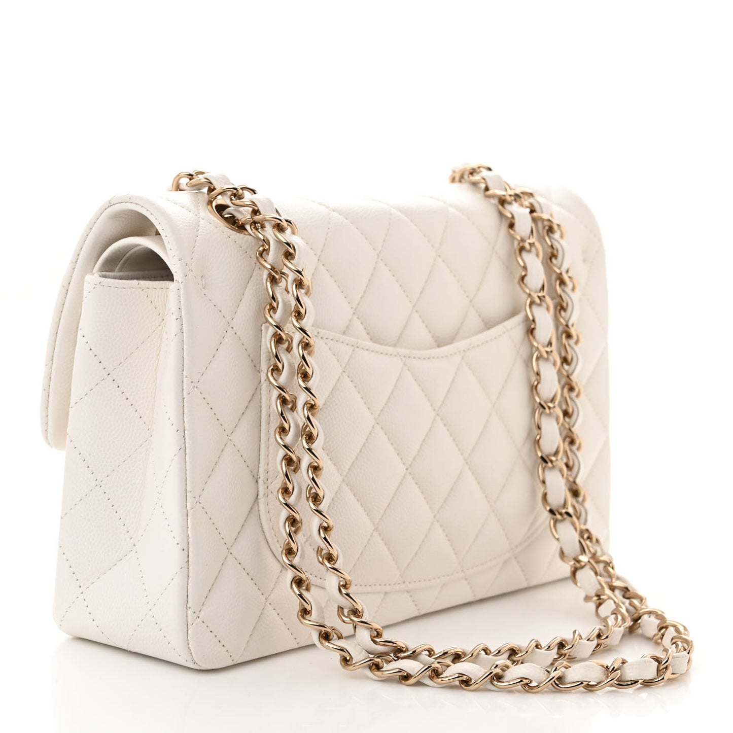 Caviar Quilted Small Double Flap White