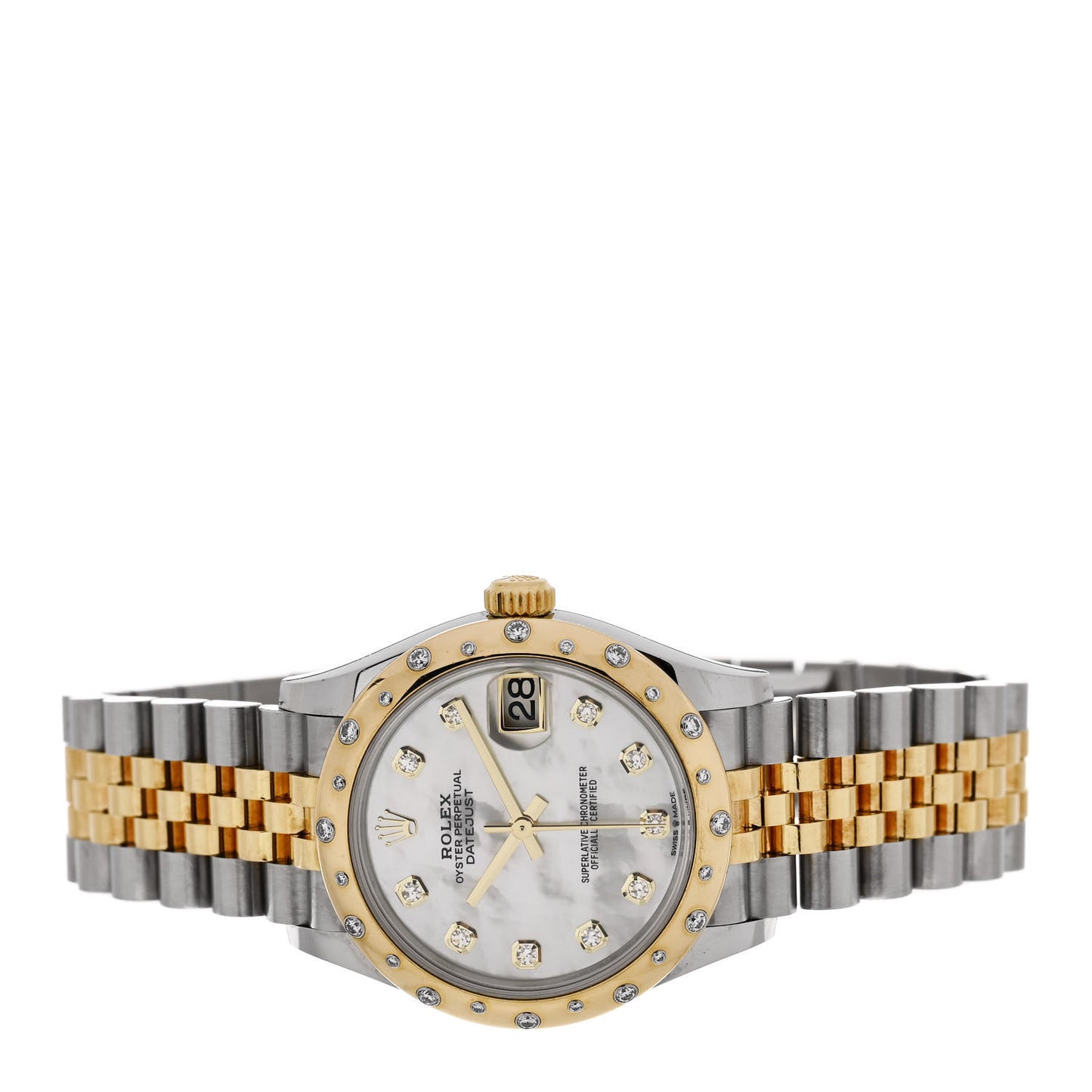 Stainless Steel 18K Yellow Gold Diamond Mother of Pearl 31mm Oyster Perpetual Datejust Watch 278343RBR