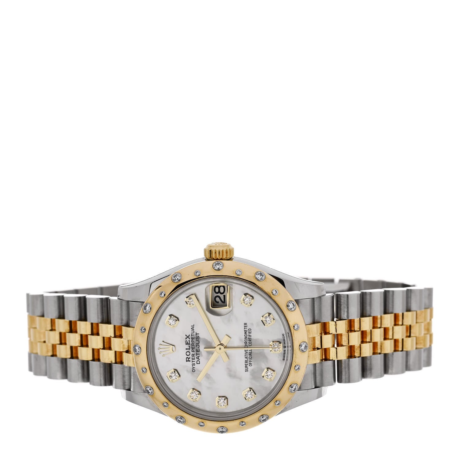 Rolex Stainless Steel 18K Yellow Gold Diamond Mother of Pearl 31mm Oyster Perpetual Datejust Watch 278343RBR 2 of 5