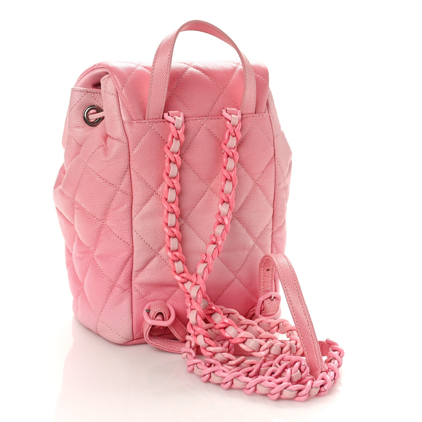 Shaded Caviar Quilted Lacquered CC My Everything Drawstring Backpack Pink