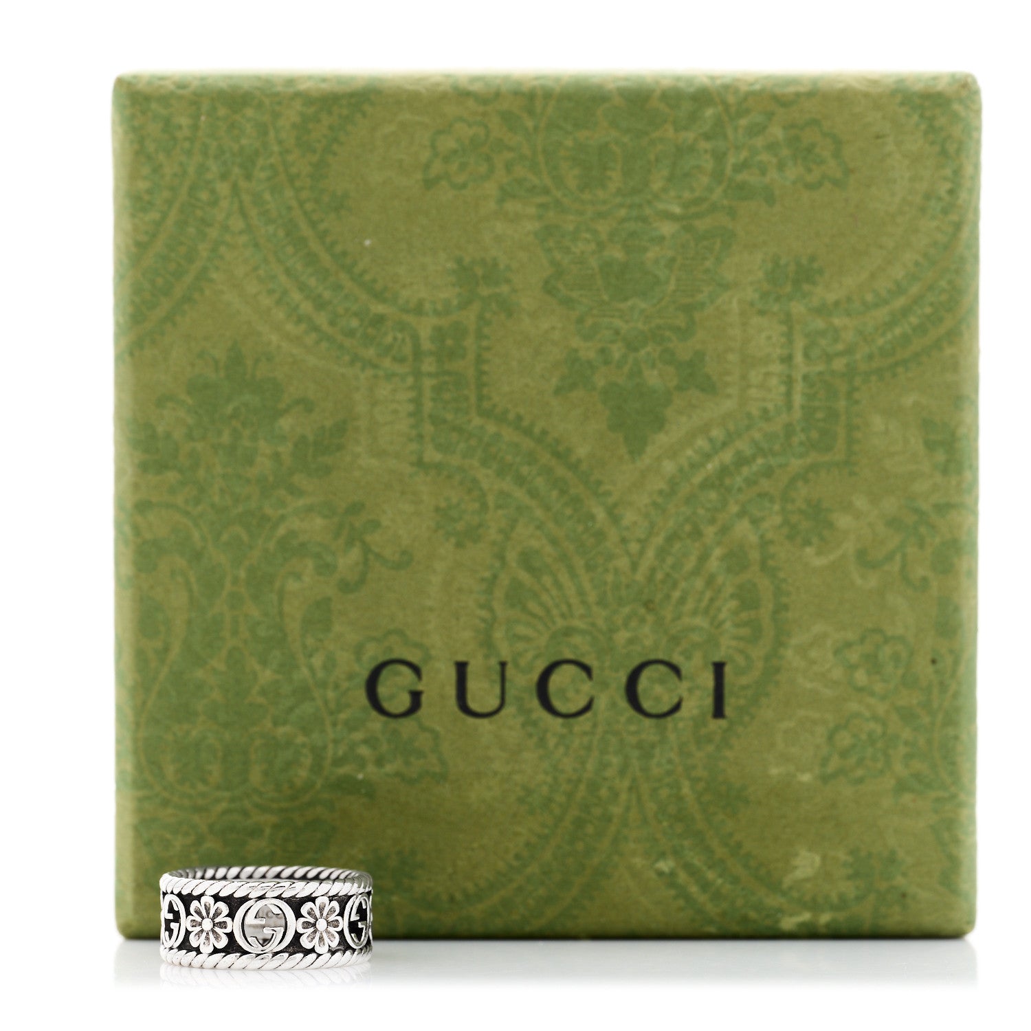 Gucci Sterling Silver Interlocking G Flower Ring 52 6 6 of 6