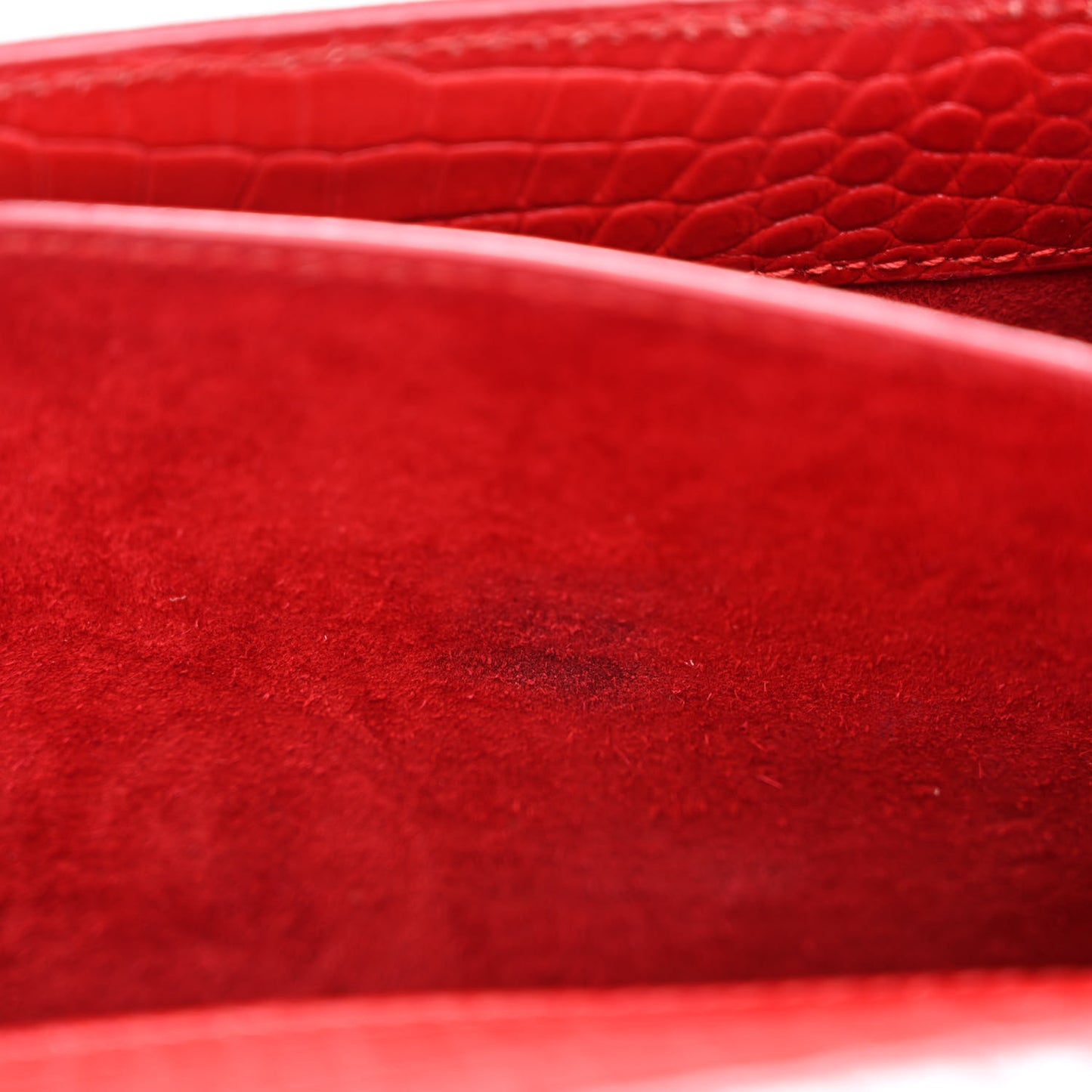 Calfskin Crocodile Embossed Medium Monogram Sunset Rouge Eros