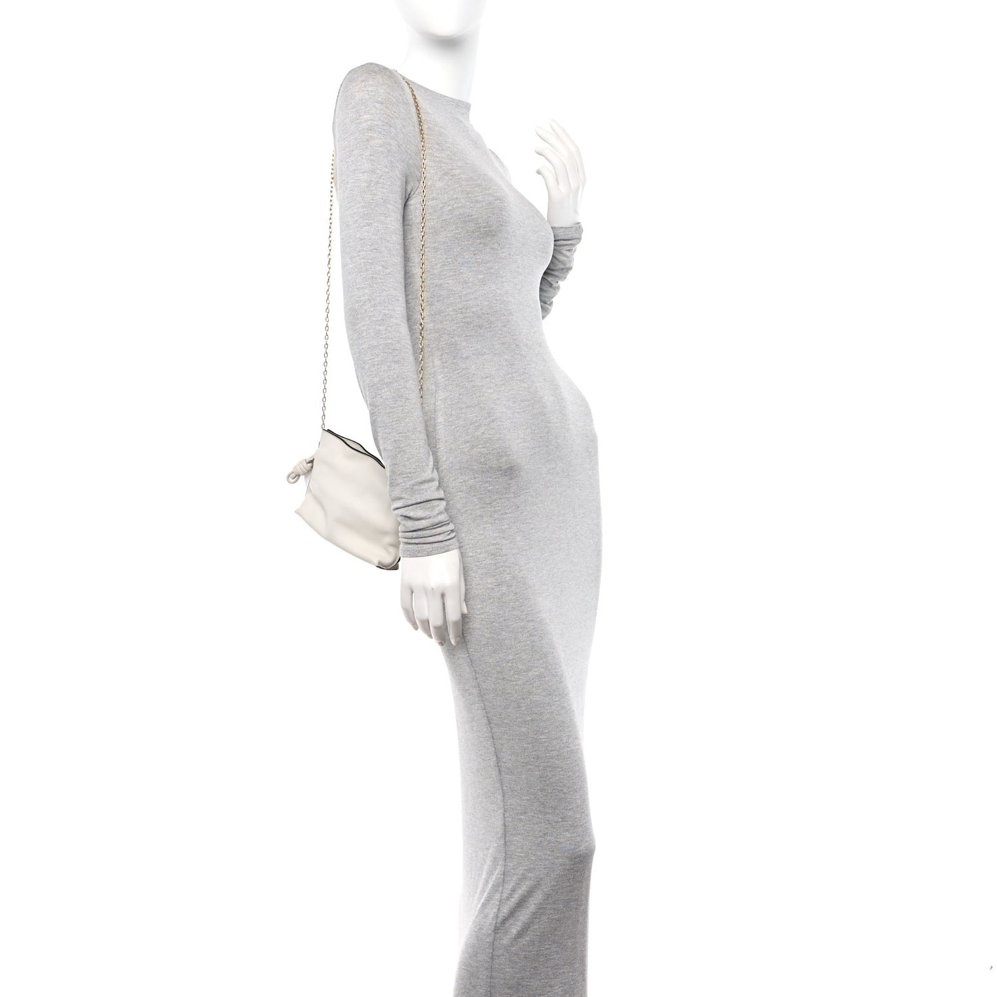 Calfskin Nano Flamenco Knot Clutch Soft White