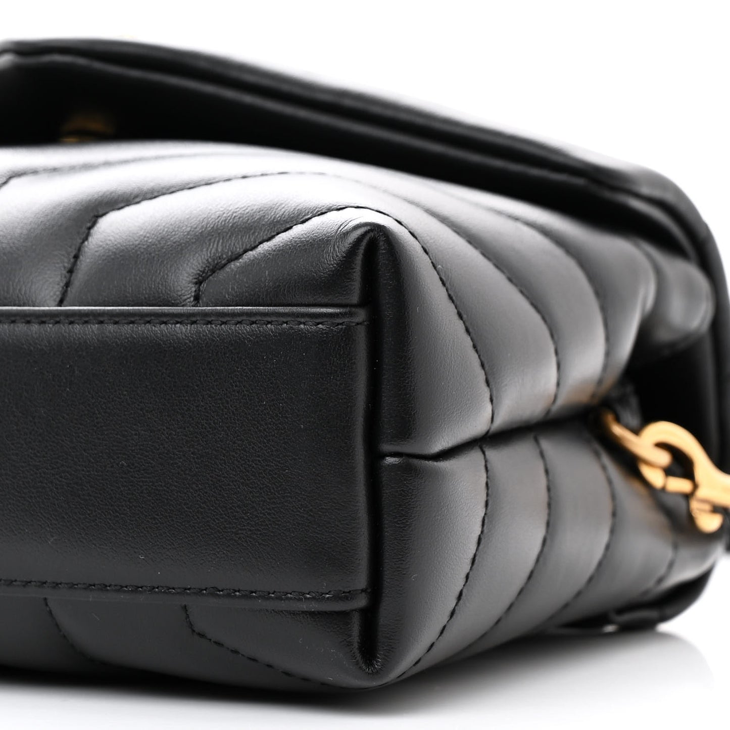Calfskin Y Quilted Monogram Toy Loulou Crossbody Bag Black