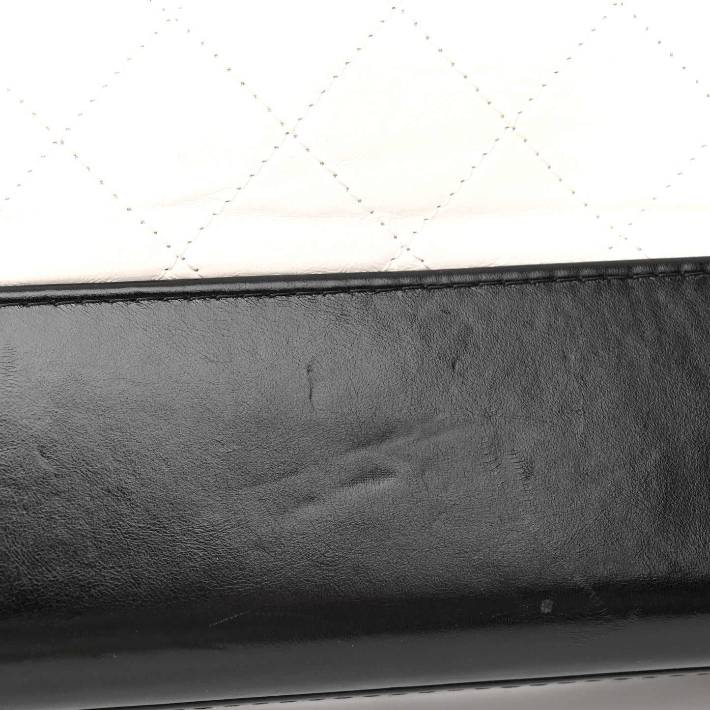 Aged Calfskin Quilted Medium Gabrielle Hobo Black White