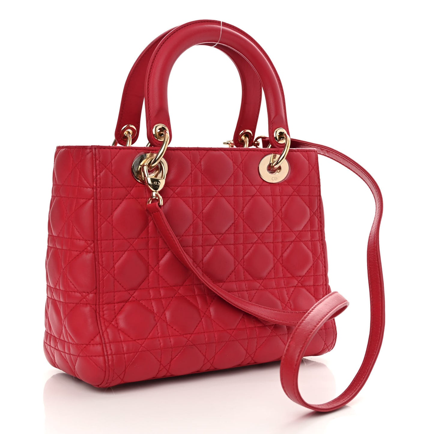 Lambskin Cannage Medium Lady Dior Red