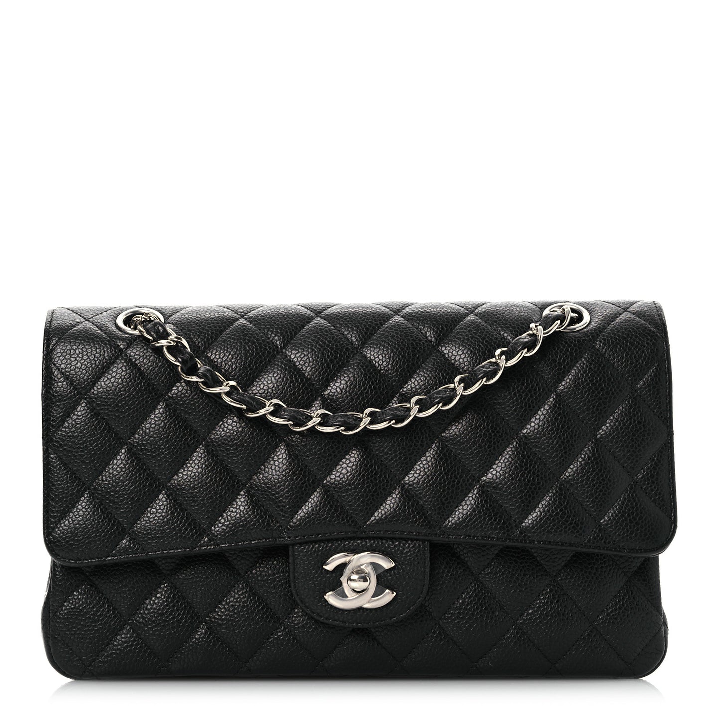 Caviar Quilted Medium Double Flap Black