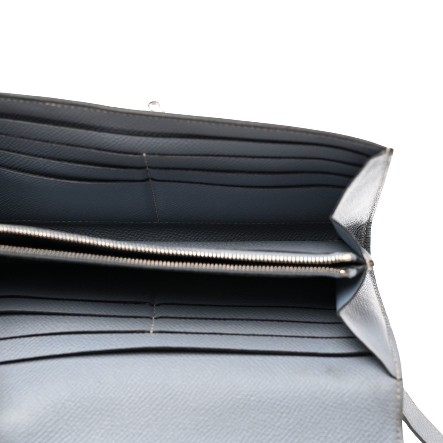 Epsom Kelly Longue Wallet Bleu Lin