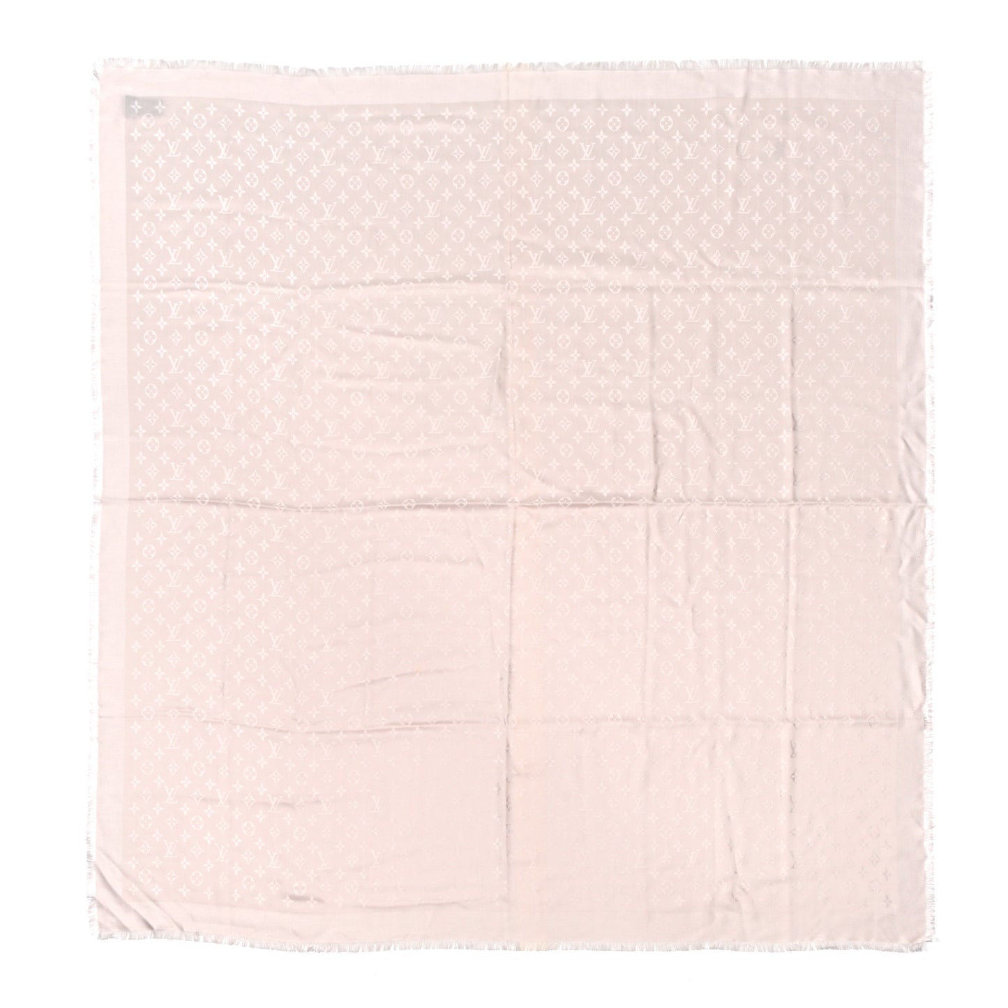 Wool Silk Monogram Denim Shawl Pearl Grey