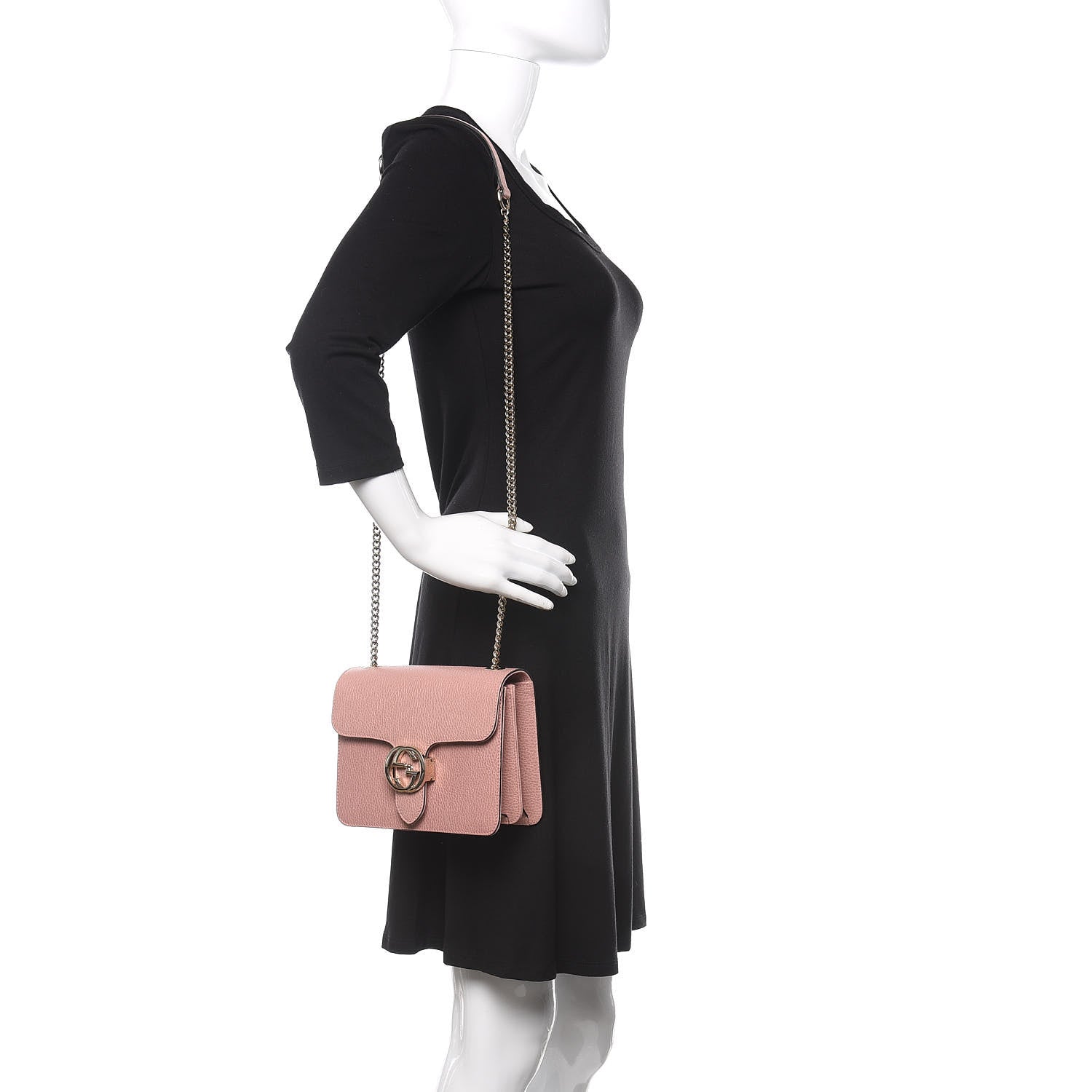 Gucci Dollar Calfskin Small Interlocking G Shoulder Bag Soft Pink 2 of 9