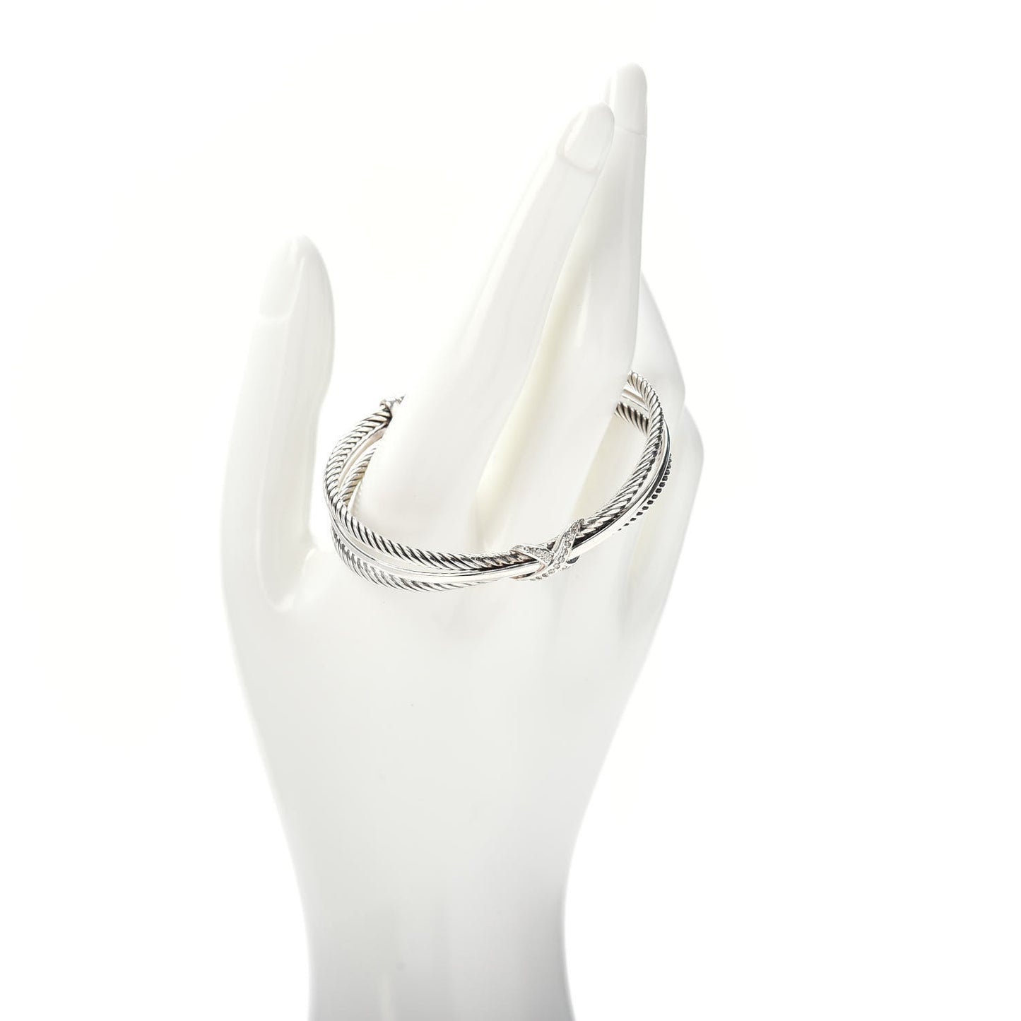 Sterling Silver Diamond 7mm Crossover X Bracelet