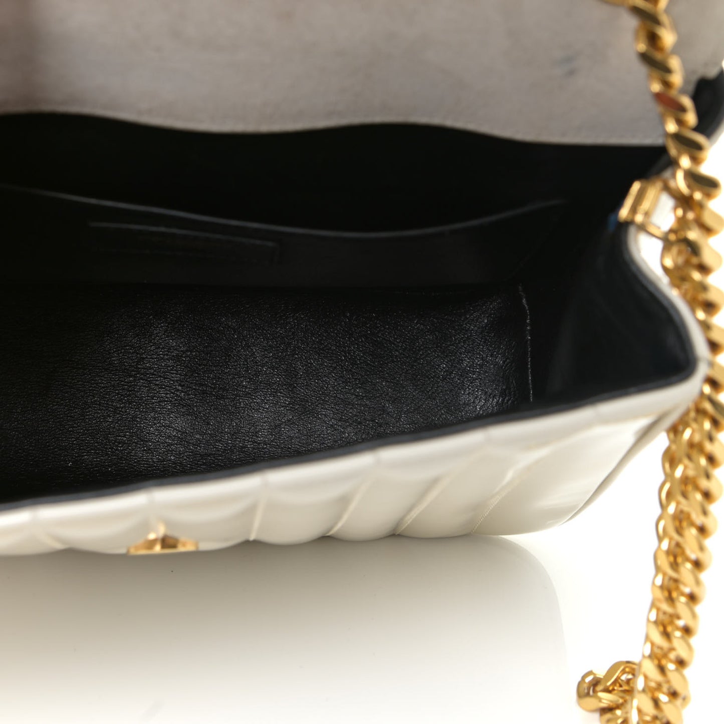Patent Matelasse Monogram Large Vicky Chain Bag White