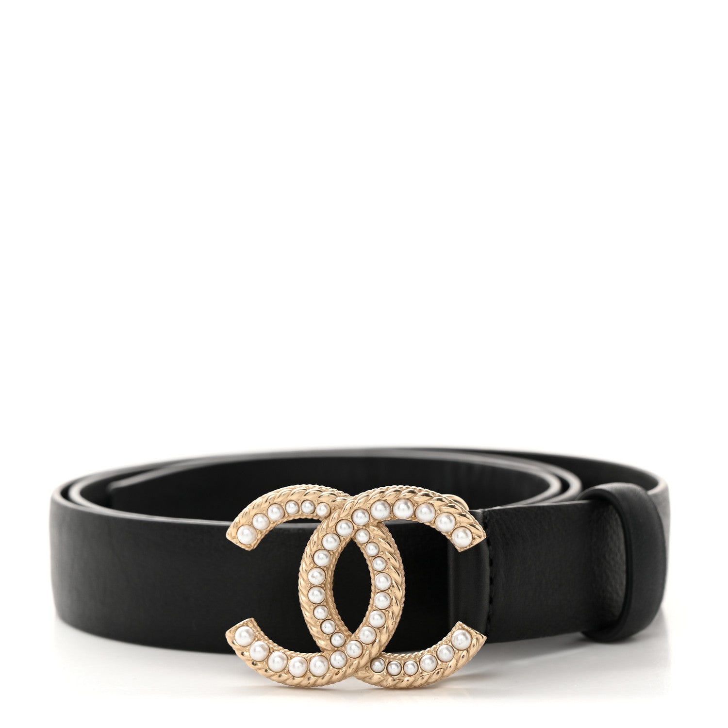 Chanel Calfskin Pearl CC Belt 80 32 Black 1412587 – FASHIONPHILE