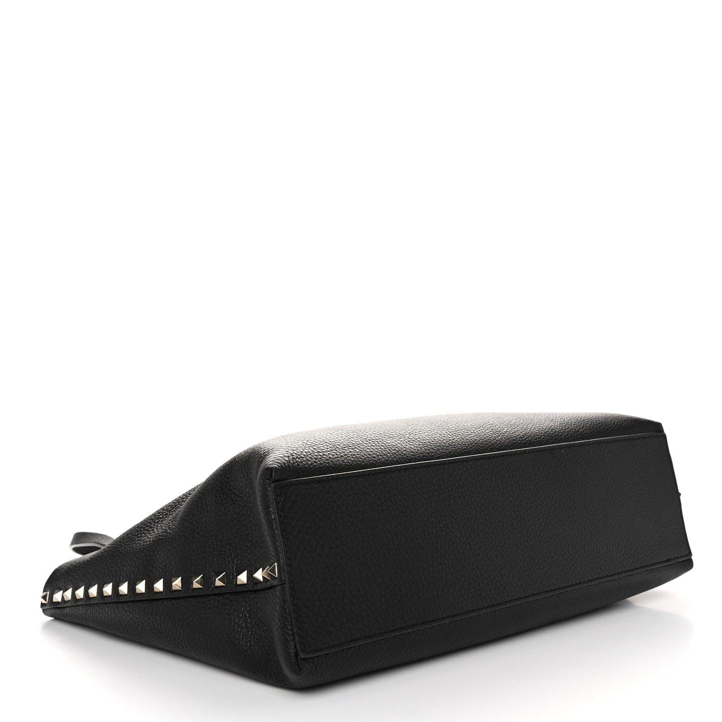 Grainy Calfskin Medium Rockstud Tote Black Rose Quartz