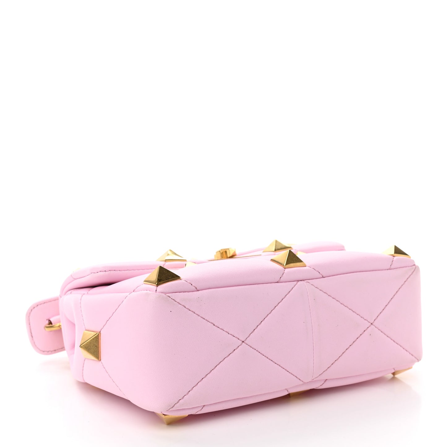 Nappa Medium Roman Stud Shoulder Bag Pink Borealis
