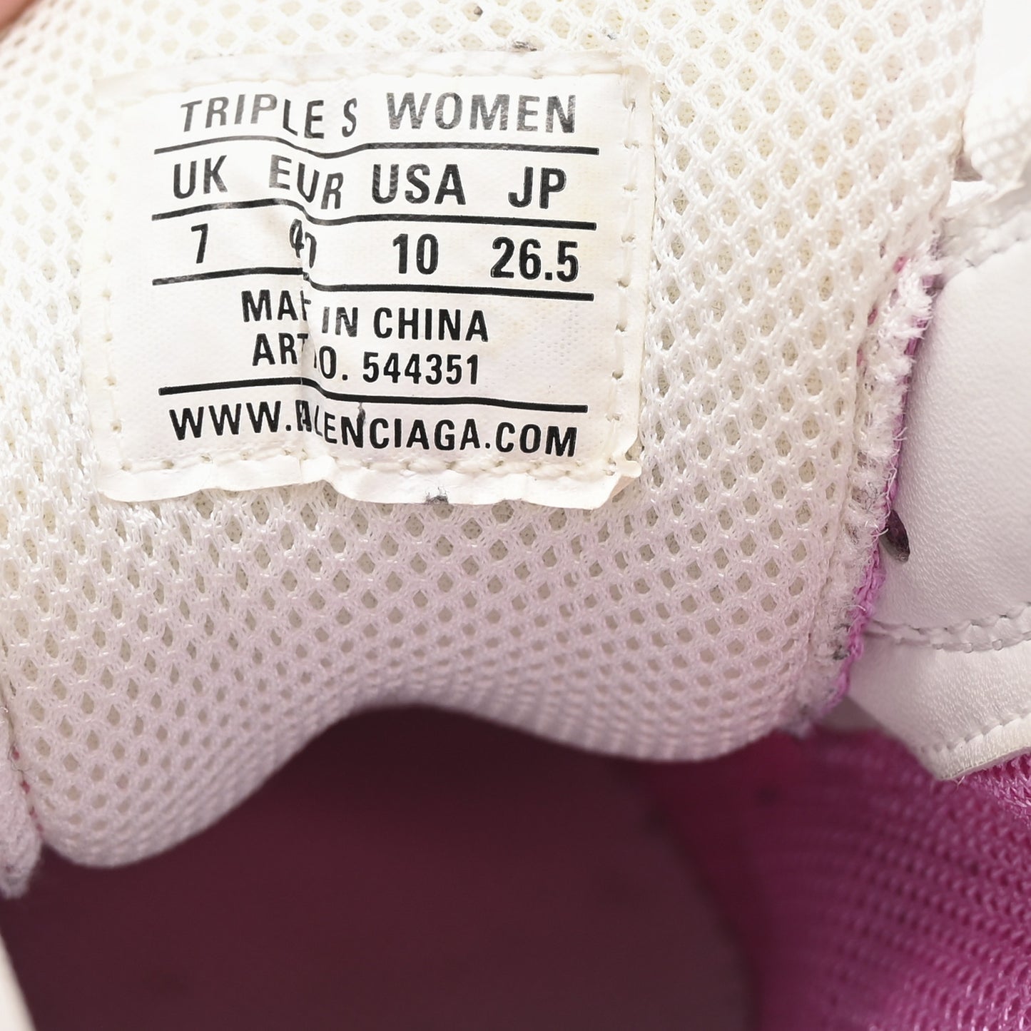 Fabric Mesh Clear Sole Womens Triple S Sneakers 40 White Pink