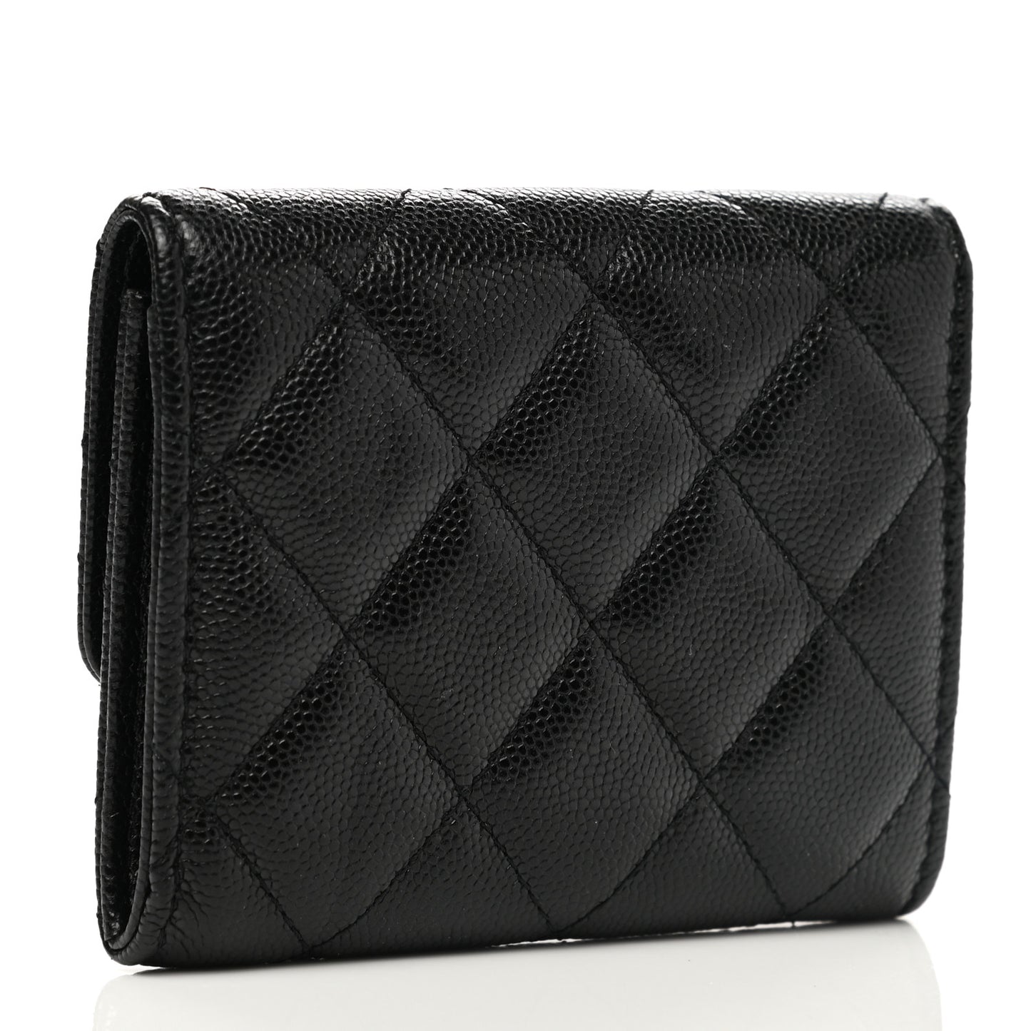 Caviar Quilted My Everything Flap Card Holder Wallet Black
