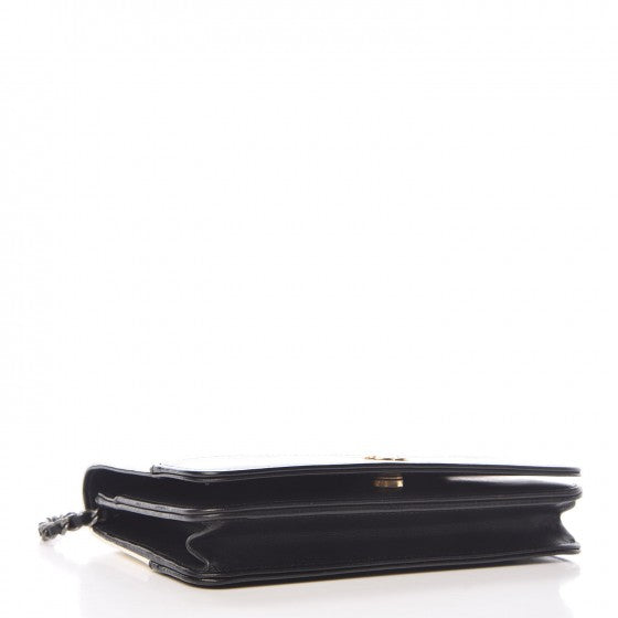 Aged Calfskin Quilted Gabrielle Wallet On Chain WOC White Black