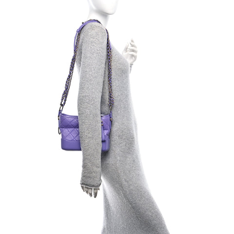 Aged Calfskin Quilted Small Gabrielle Hobo Purple