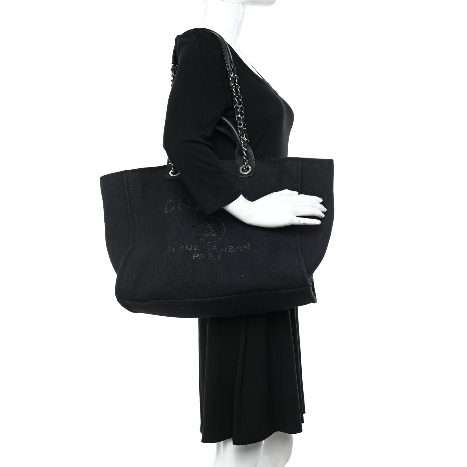 Chanel Mixed Fibers Medium Deauville Tote Black 2 of 10
