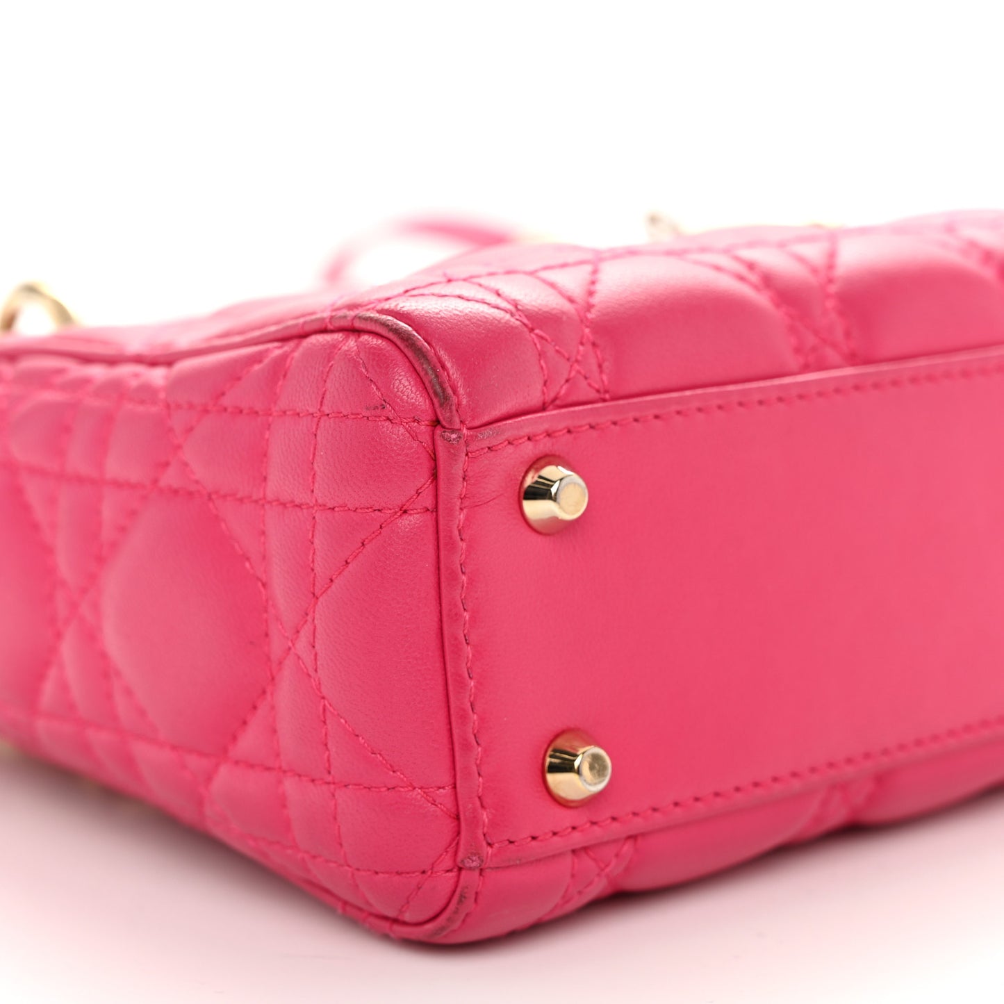 Lambskin Cannage Mini Lady Dior Fuchsia