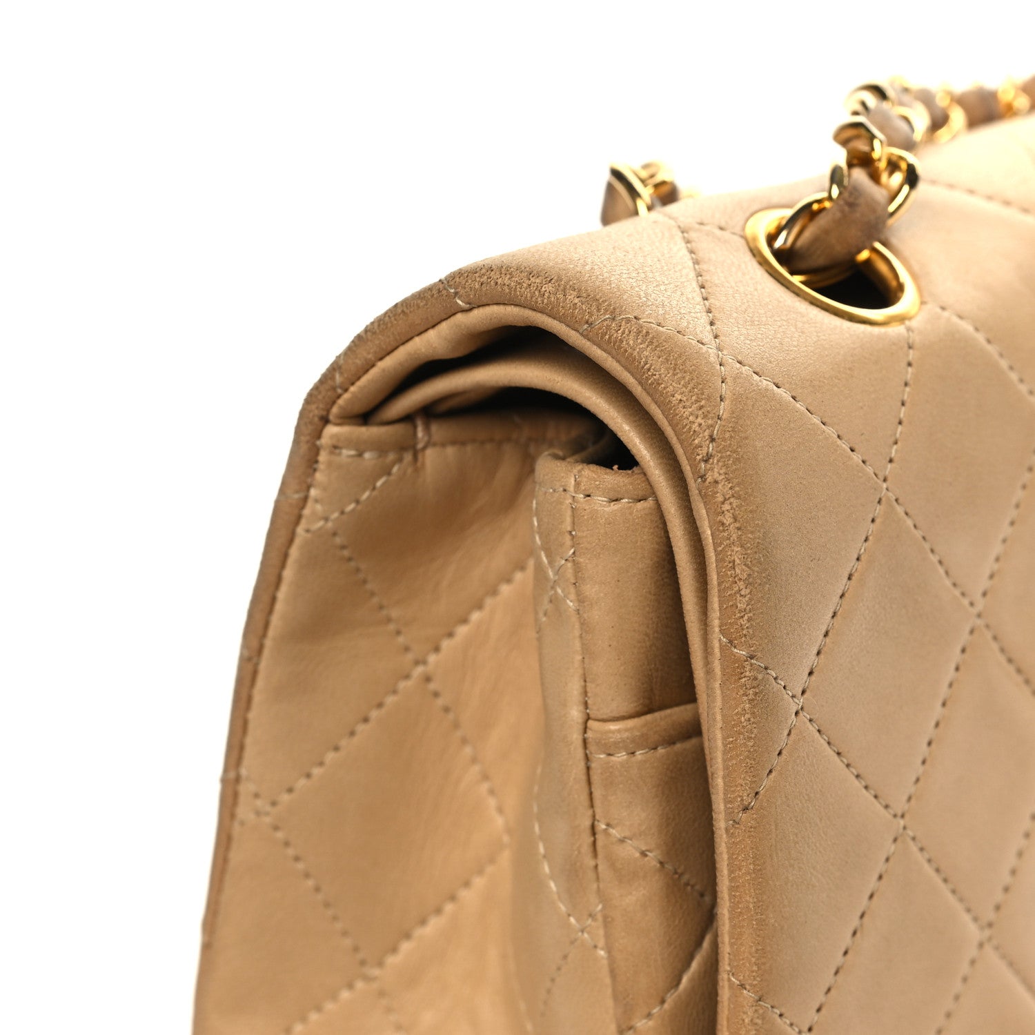 Chanel Lambskin Quilted Medium Double Flap Beige 13 of 15