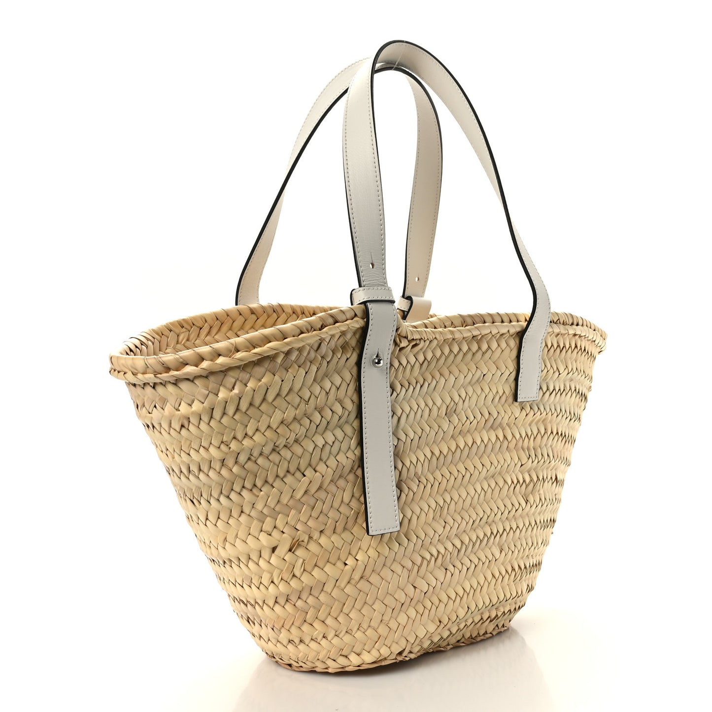 Raffia Small Basket Tote Bag Natural White
